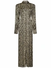 Balmain Long Sleeve Python Satin Long Shirt Dress Clothing In Gray