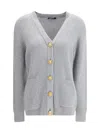 Balmain Long Cashmere Cardigan With Buttons In Gray