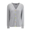 Balmain Long Cashmere Cardigan With Buttons In Gray