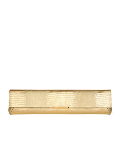 Balmain Long Clutch Bag In Metallic Textured Leather In Gold