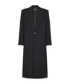 Balmain Long Coat In Grain De Poudre Wool In Black