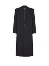 Balmain Long Coat In Grain De Poudre Wool In Black
