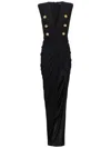 Balmain Tailored Gown With Embossed Button Details In Black  