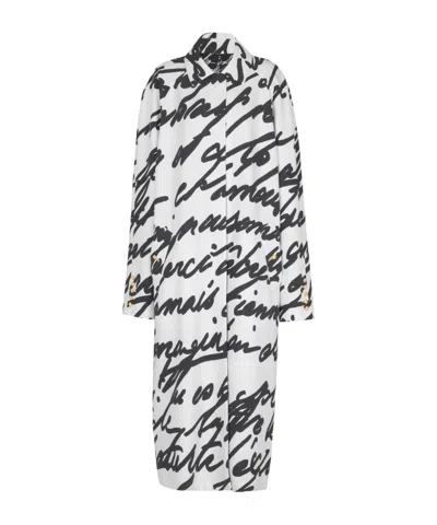 BALMAIN BALMAIN LOVE LETTER PRINTED LONG REVERSIBLE COAT