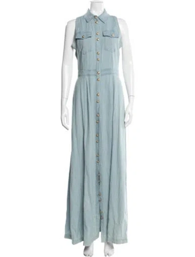 Pre-owned Balmain Long Dress In Blue