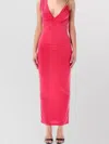Balmain Long Dress Deep V Neck Draped Chain In Pink