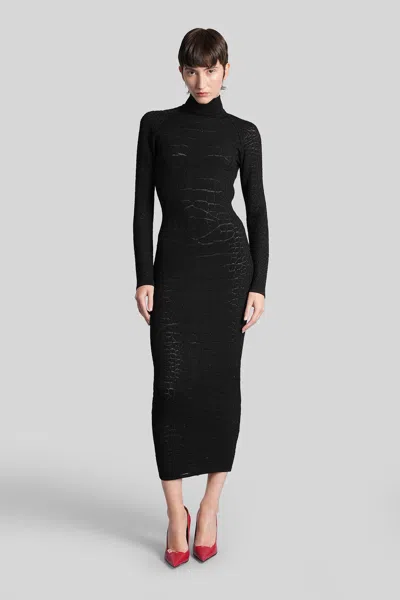 Balmain Open-back Midi Dress In Black