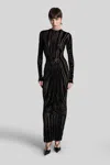Balmain Long Sleeve Zebra Print Bodycon Dress In Black