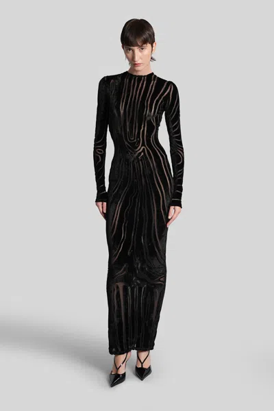BALMAIN LONG DRESS IN BLACK VISCOSE