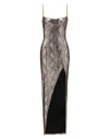 Balmain Shiny Python Gown With Chain Detail In Silver