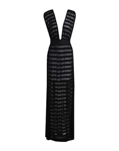 Balmain Long Dress Woman Cover-up Black Size M Viscose, Modal