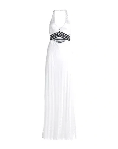 Balmain Long Dress Woman Cover-up White Size L Viscose, Cotton