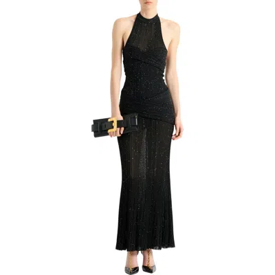 Balmain Long Fléchage Knit Dress In Black