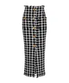 Balmain Long Gingham Tweed Skirt In Black