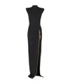 Balmain Long Jersey Dress With Leg Slit In Black