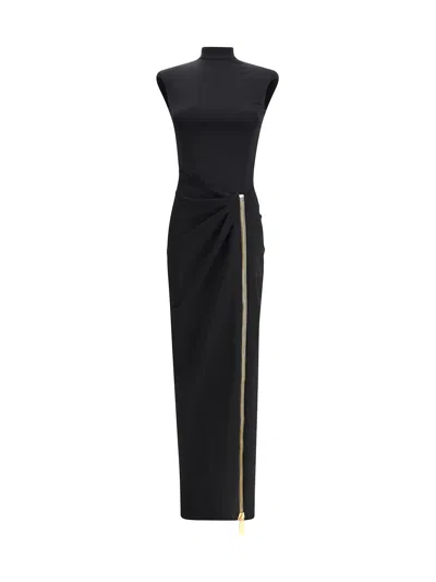 BALMAIN LONG JERSEY DRESS WITH SLIT