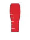 Balmain Long Knit Skirt With Cut-outs In Red