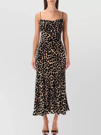 BALMAIN LONG LEOPARD PRINT DRESS STRAPS