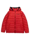 Balmain Long Logo Print Down Jacket In Red