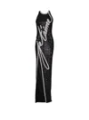 Balmain Love Letter Embroidered Sequined Gown In Black