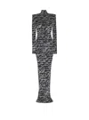Balmain Long "love Letter" Jacquard Knit Dress In Multi