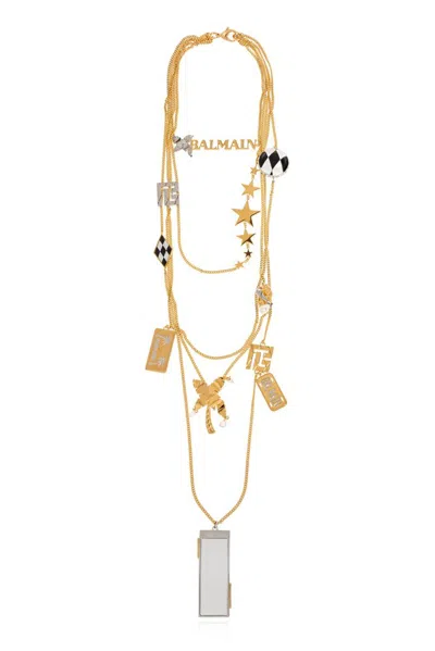 Balmain Long Miami Pendant Necklace In Gold
