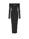 Balmain Double Collar Knit Zipped Midi Dress In Black