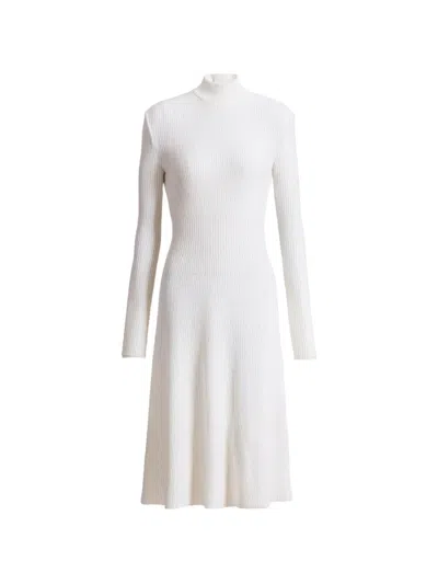 Balmain Long Ribbed Knit Dress In White