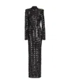 Balmain Three-button Sequin Embroidered Backless Gown In Black