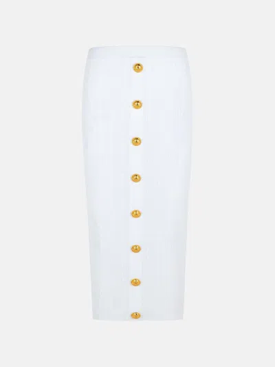Balmain Long Skirt In White Viscose Blend