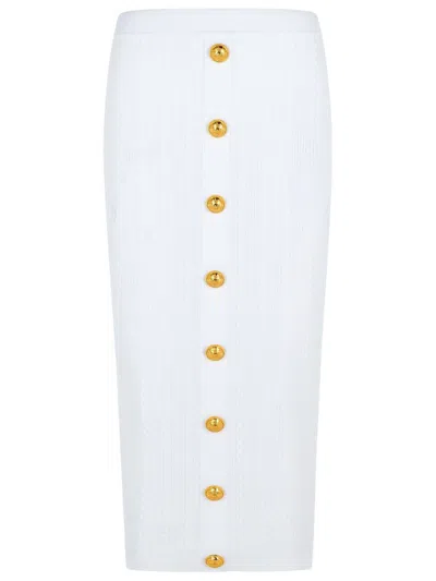BALMAIN BALMAIN LONG SKIRT IN WHITE VISCOSE BLEND