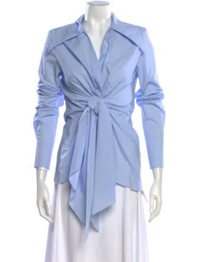 Pre-owned Balmain Long Sleeve Blouse In Blue