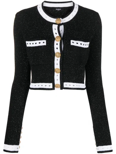 Balmain Long-sleeve Button-fastening Cardigan In Black