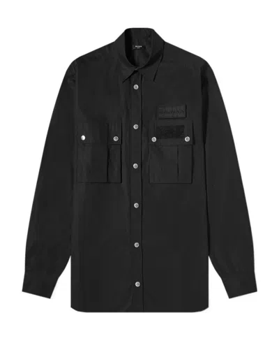 Balmain Long-sleeve Button-up Shirt In Black