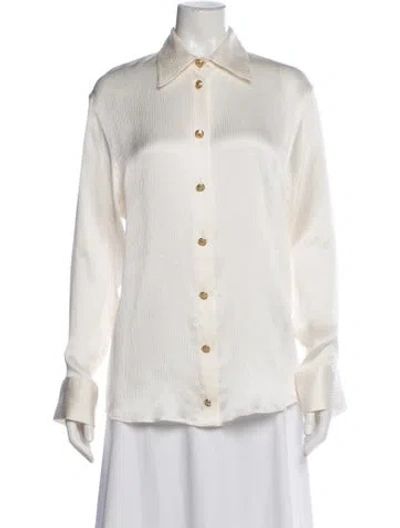 Pre-owned Balmain Long Sleeve Button-up Top In Neutral