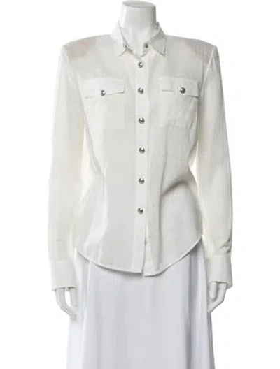 Pre-owned Balmain Long Sleeve Button-up Top In Neutral