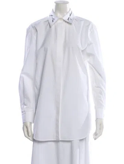 Pre-owned Balmain Long Sleeve Button-up Top In White