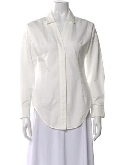 Pre-owned Balmain Long Sleeve Button-up Top In White