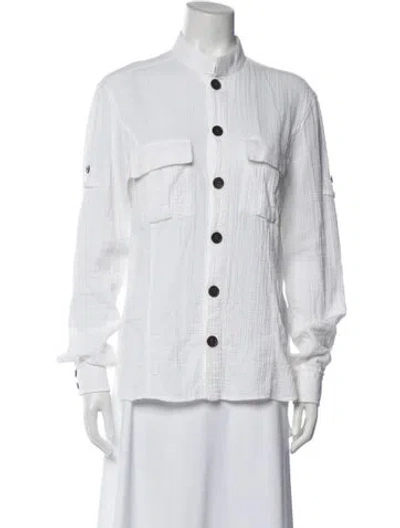 Pre-owned Balmain Long Sleeve Button-up Top In White