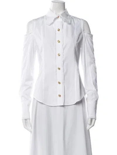 Pre-owned Balmain Long Sleeve Button-up Top In White