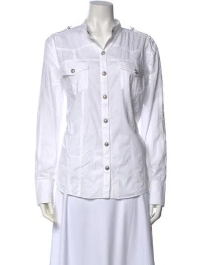 Pre-owned Balmain Long Sleeve Button-up Top In White