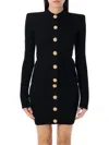 Balmain Knit Cardigan With Structured Shoulders In Black