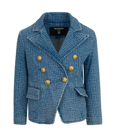 Balmain Long Sleeve Casual Jacket In Blue