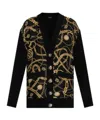 Balmain Chain Print Silk And Wool Cardigan In Black