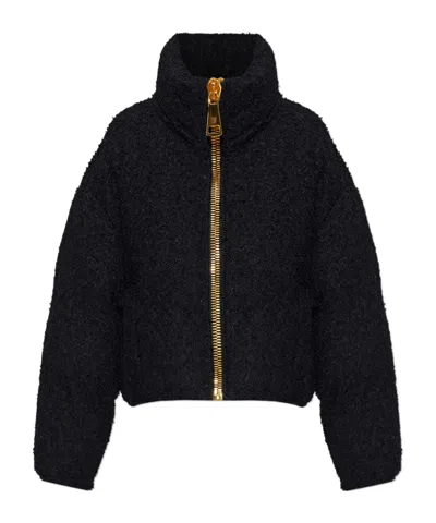 Balmain Long Sleeve Cotton Coat In Black
