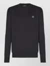 Balmain Long Sleeve Crew Neck Knit Sweater In Black