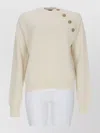 Balmain Elegant Womens Cashmere-wool Sweater With Decorative Buttons In Neutral