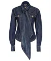 Balmain Long Sleeve Denim Shirt In Blue