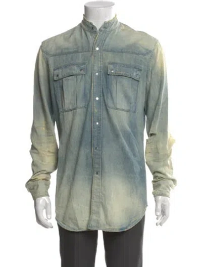 Pre-owned Balmain Long Sleeve Denim Shirt In Blue