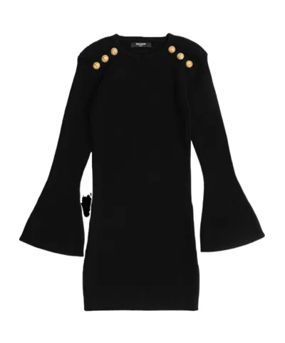 Balmain Long Sleeve Dress In Black